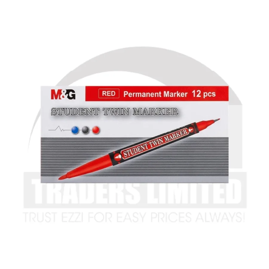 M&G 7471 Double Tip Permanent Marker - Red