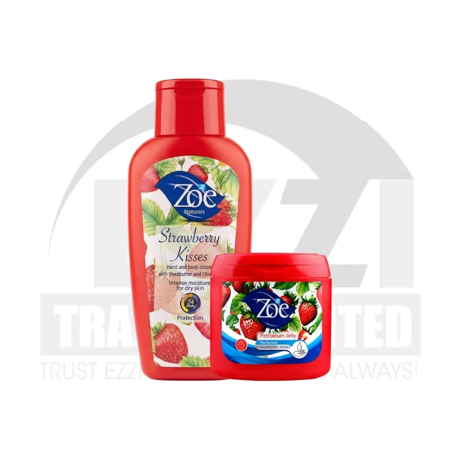 Zoe Strawberry Kiss Body Lotion (600ml) + Free Petroleum Jelly (100g)