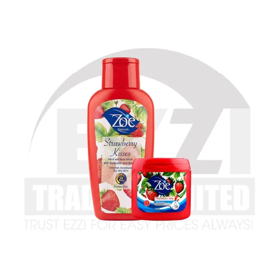 Zoe Strawberry Kiss Body Lotion (400ml) + Free Petroleum Jelly (50g)