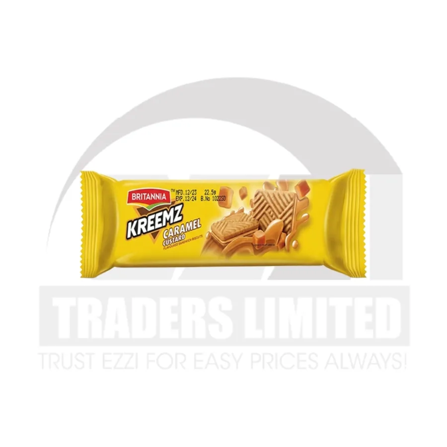 Britannia Kreemz Caramel Custard Biscuits (Box of 36 x 3 Pcs)